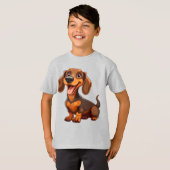 かわいいキャラクターのダックスフント Tシャツ (正面フル)