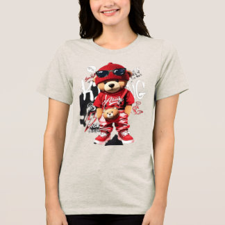 かわいいキャラクターのテディベアの女性用Tシャツ トライブレンドＴシャツ