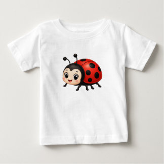 かわいいキャラクターのテントウムシ - 可愛い小さいてんとう虫のイラスト ベビーTシャツ