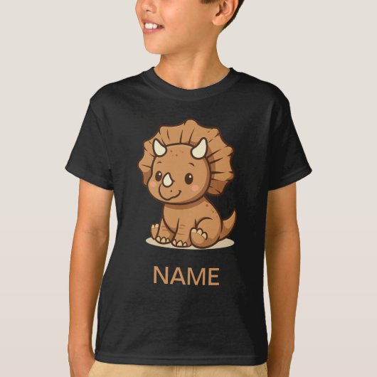 かわいいキャラクターのトリケラトプスの子供用Tシャツ Tシャツ (正面)