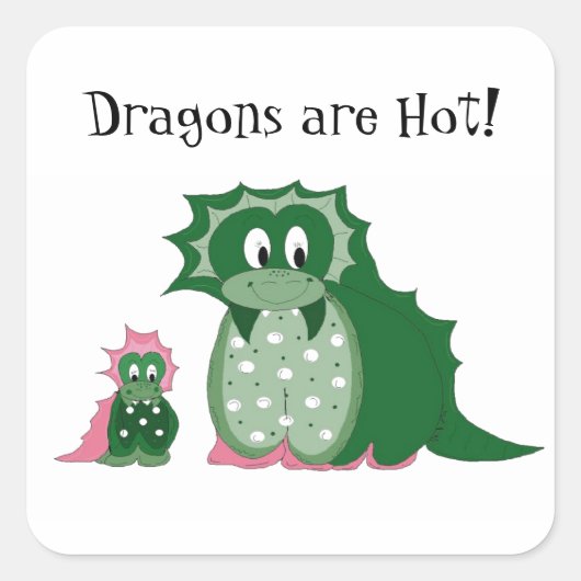 かわいいキャラクターのドラゴン スクエアシール (正面)