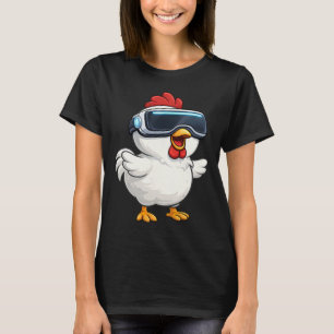 かわいいキャラクターのニワトリ VRゲーマー Tシャツ