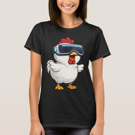 かわいいキャラクターのニワトリ VRゲーマー Tシャツ (正面)