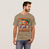 かわいいキャラクターのニンジンが中華料理を食べる家族 Tシャツ (正面フル)