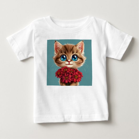 かわいいキャラクターのネコ ベビーTシャツ (正面)