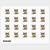 かわいいキャラクターのネコ ラウンドシール (シート)