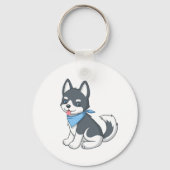 かわいいキャラクターのハスキー子犬 キーホルダー (正面)