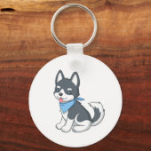 かわいいキャラクターのハスキー子犬 キーホルダー (正面)