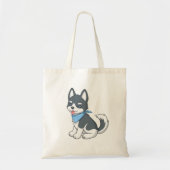 かわいいキャラクターのハスキー子犬 トートバッグ (正面)