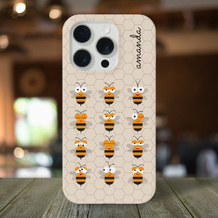 かわいいキャラクターのハチとハニカムのデザイン iPhone 15 PROケース