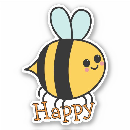 かわいいキャラクターのハチ幸せ シール (正面)