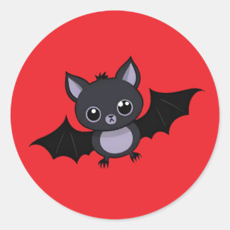 かわいいキャラクターのハロウィンバットのステッカー ラウンドシール