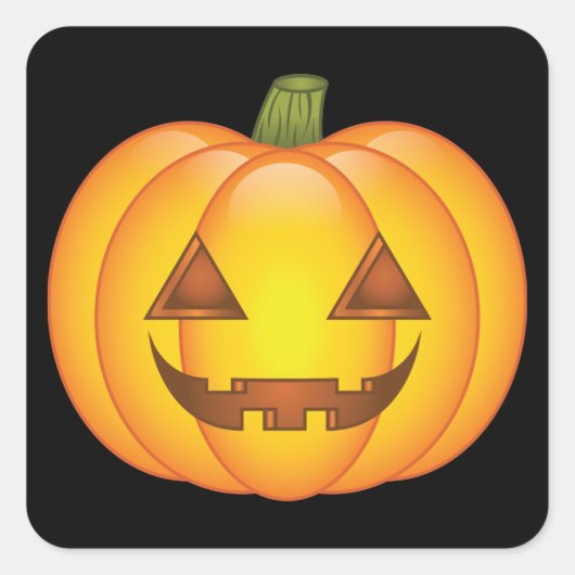 かわいいキャラクターのハロウィン・ジャック・オ・ランタン・パンプキン スクエアシール (正面)
