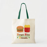 かわいいキャラクターのハンバーガー フライドポテト 友達 BFF
