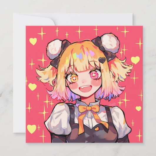 かわいいキャラクターのパーティーテーマ 招待状 (正面)