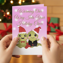 かわいいキャラクターのピンククリスマス シーズンカード