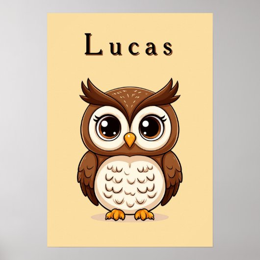 かわいいキャラクターのフクロウ 🦉✨ ぬくもりあふれる保育園のインテリア ポスター (正面)