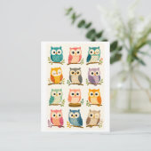 かわいいキャラクターのフクロウ ポストカード (スタンド正面)
