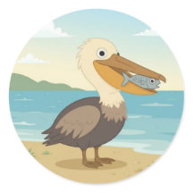 かわいいキャラクターのペリカン、海の鳥