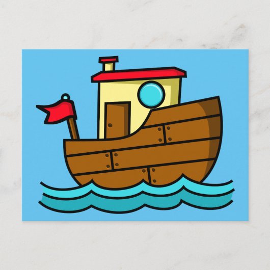 かわいいキャラクターのボートのイラスト ポストカード (正面)