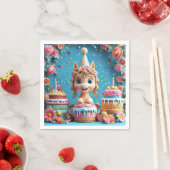 かわいいキャラクターのポニーの誕生日お祝い スタンダードカクテルナプキン (インサイチュ)