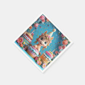 かわいいキャラクターのポニーの誕生日お祝い スタンダードカクテルナプキン (角)