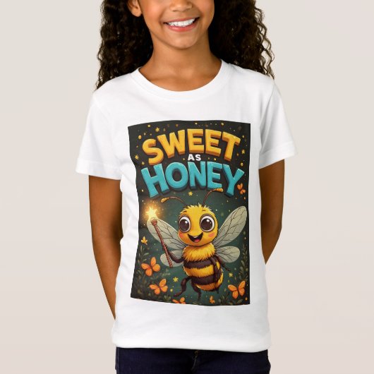 🐝 かわいいキャラクターのミツバチのギフトTシャツ 子供服 🐝 Tシャツ (正面)