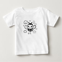 かわいいキャラクターのミツバチの赤ちゃんTシャツ – 黒と白のカ ベビーTシャツ