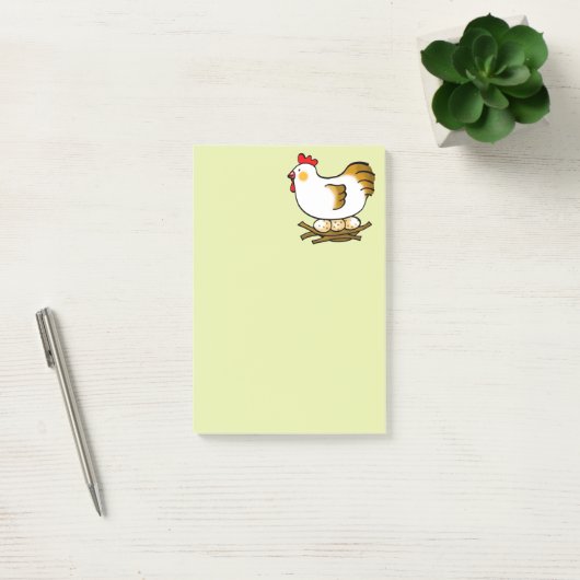 かわいいキャラクターのメスニワトリと農場の卵 ポストイット (オフィス)