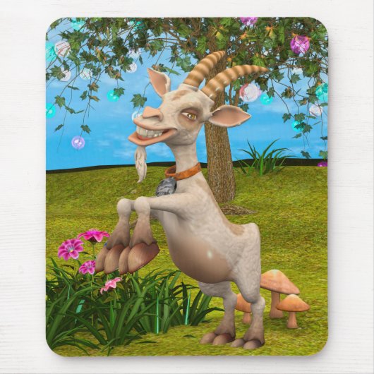 かわいいキャラクターのヤギの庭の動物アート マウスパッド (正面)