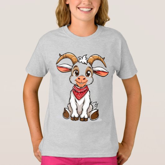 かわいいキャラクターのヤギ Tシャツ (正面)