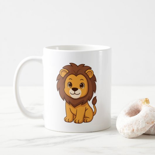 かわいいキャラクターのライオン コーヒーマグカップ (ドーナツ)