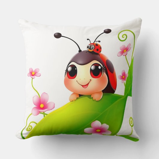 かわいいキャラクターのレディバグ クッション (正面)