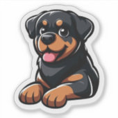 かわいいキャラクターのロットワイラーの子犬が休憩中 シール (正面)