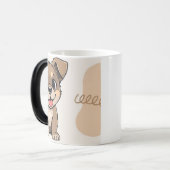 かわいいキャラクターのロットワイラー 子犬 白い陶器 モーフィングマグカップ (正面左)