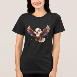 かわいいキャラクターのワシの飛行 - 友好的なベクターアート トライブレンドTシャツ