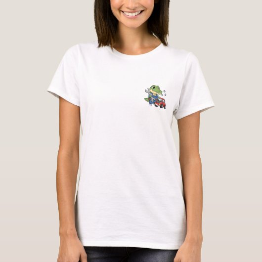 かわいいキャラクターのワニの整備士とレンチ Tシャツ (正面)