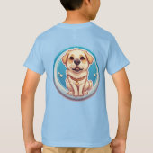 かわいいキャラクターの仔犬が座っています Tシャツ (裏面)