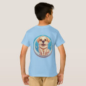 かわいいキャラクターの仔犬が座っています Tシャツ (裏面フル)