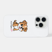 かわいいキャラクターの仔犬とハートのスマホケース iPhoneケース (裏面横)