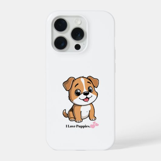 かわいいキャラクターの仔犬とハートのスマホケース iPhoneケース (裏面)