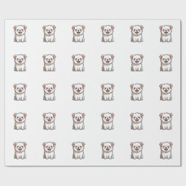 かわいいキャラクターの仔犬のビニールステッカー ラッピングペーパー