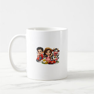 かわいいキャラクターの友達と牛のマグカップ コーヒーマグカップ