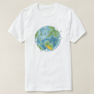 かわいいキャラクターの地球エコフレンドリーイラスト Tシャツ