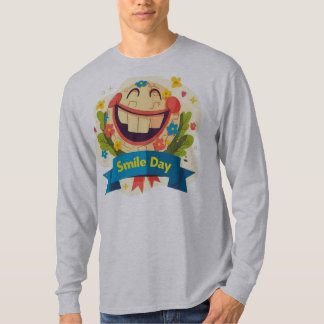 かわいいキャラクターの大きなスマイルデーお祝みバッジ Tシャツ