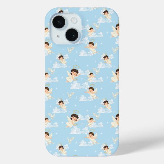 かわいいキャラクターの天使と鳩のシームレスパターン Case-Mate iPhoneケース (裏面)