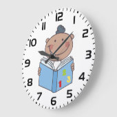 かわいいキャラクターの子供が数字の本を読んでいる ラージ壁時計 (傾斜)