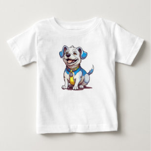 かわいいキャラクターの子犬の子供グラフィック ベビーTシャツ