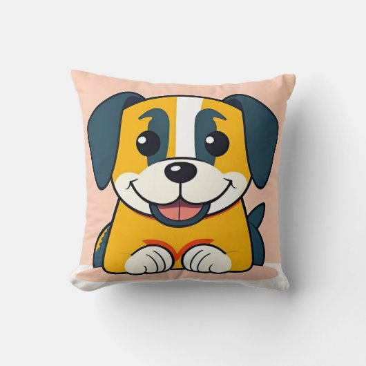 かわいいキャラクターの子犬の楽しい子供部屋と家族のインテリア クッション (正面)