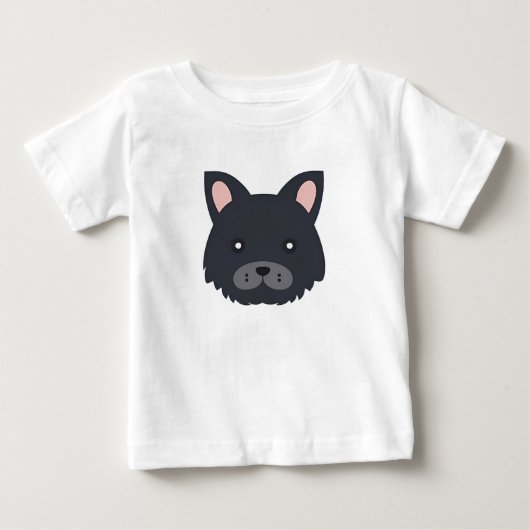 かわいいキャラクターの子犬の顔 ベビーTシャツ (正面)